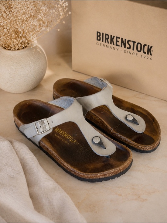 Birkenstock Shoes - Birkenstock Gizeh Metallic Silver Thong Sandals Womens 9 EU 40 Comfort Shoes